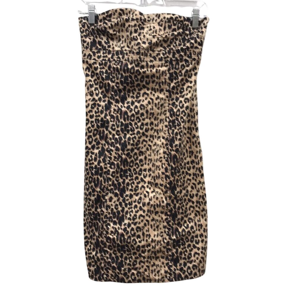 Twenty One Womens Medium Bodycon Dress Leopard Strapless Lined